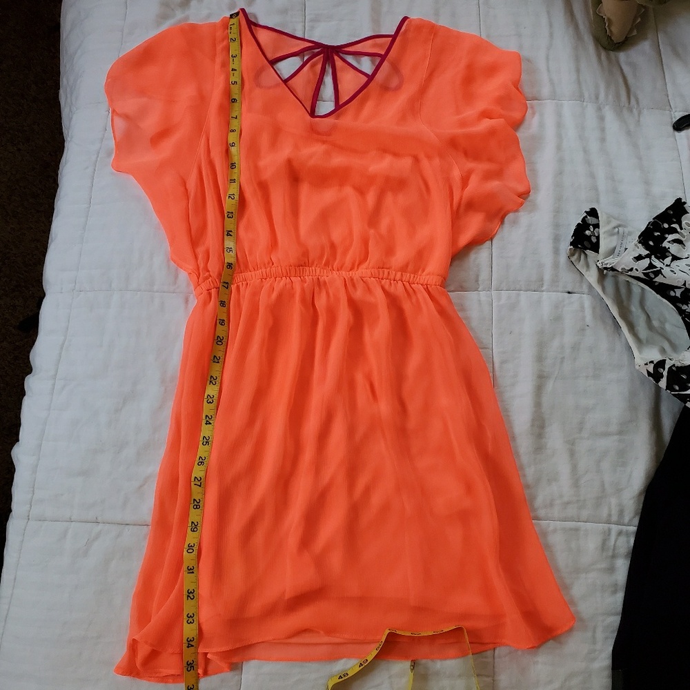 Small Neon pink midi silhouette dress by express